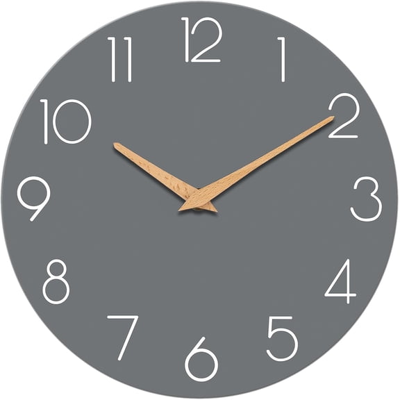 8-inch battery-powered wall clock, silent pointer type, gray | suitable for kitchen, office, bedroom, bathroom | small size | numbers are clear and easy to read