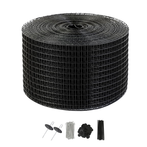 Solar Panel Bird Guard 8 in x 100 ft, PVC Coated 1/2 in Wire Mesh Critter Guard Roll Kit with 100 Aluminum Alloy Fasteners for Solar Panels, Roofs, Pipes, Chimneys, Garden Fences and Vegetables