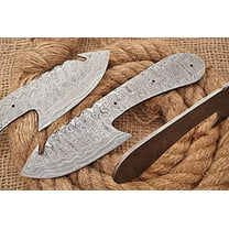 8 inches Long Hand Forged Spear Point Gut Hook Skinning Knife Blade, Knife  Making Supplies, Damascus Steel Blank Blade Pocket Knife with 3 Pin Hole,  3.5 inches Cutting Edge, 4.25 Scale Space 