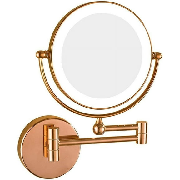 8 inches Wall Mounted Makeup Mirror with Magnification, Makeup Mirror LED Touch Screen for Bathroom, Two-Sided Extendable, 360 Degree Swivel, Plug Operated