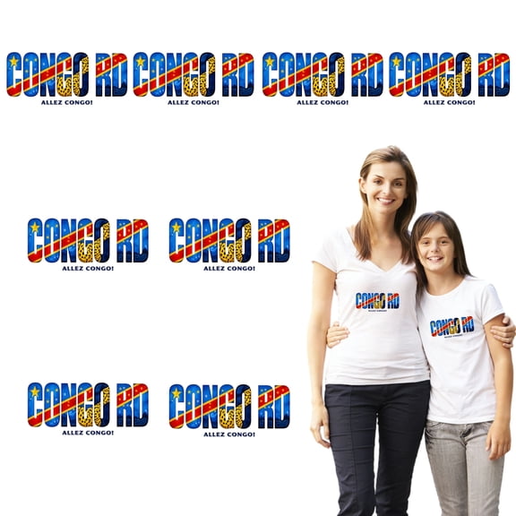 8 large-sized iron-on transfer sheets , DTF Transfer Ready to Press for T-Shirts, Congo Rd Flag Design Pattern, Waterproof Heat Transfer Vinyl for Apparel28CM-11.02in