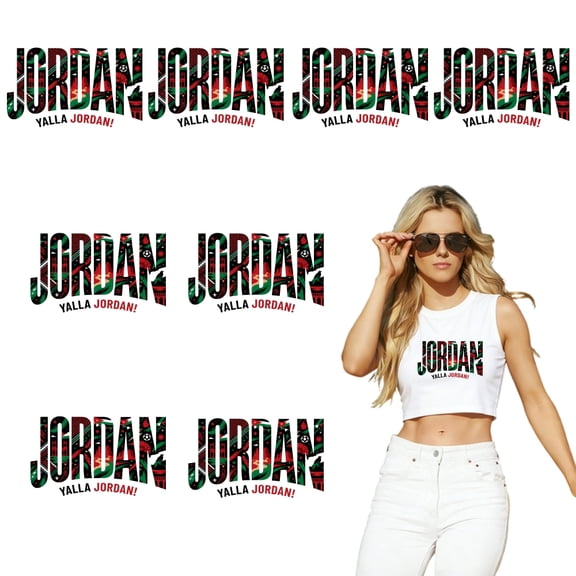 8 large-sized iron-on transfer sheets , DTF Transfer Ready to Press for T-Shirts, Jordan Yalla Jordan Pattern Print Design, Waterproof Heat Transfer Vinyl for Apparel（28CM-11.02in）
