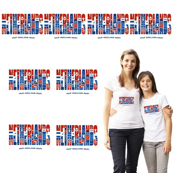 8 large-sized iron-on transfer sheets , DTF Transfer Ready to Press for T-Shirts, Netherlands Flag Pattern Print Design, Waterproof Heat Transfer Vinyl for Apparel28CM-11.02in