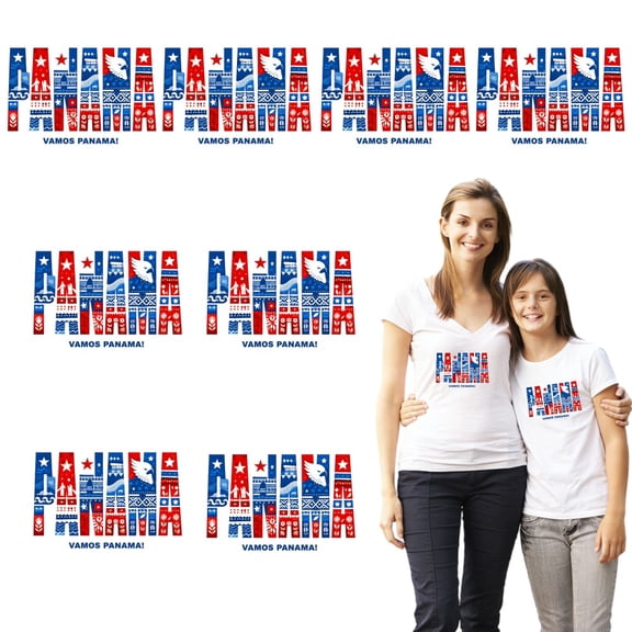 8 large-sized iron-on transfer sheets , DTF Transfer Ready to Press for T-Shirts, Panama Flag Pattern Design Print, Waterproof Heat Transfer Vinyl for Apparel28CM-11.02in