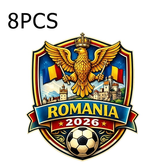 8 large-sized iron-on transfer sheets , DTF Transfer Ready to Press for T-Shirts, Romania Eagle Flag Castle Soccer, Waterproof Heat Transfer Vinyl for Apparel28CM-11.02in