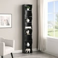 thumbnail image 1 of 8 layer Tall Narrow Bookshelf  with Adjustable Shelf ,Ultra Thin with Wavy Border Design,Compact Corner Bookcase,Multi Functional Bookshelves,Aesthetically Pleasing,for Home Office,Study,Black, 1 of 7