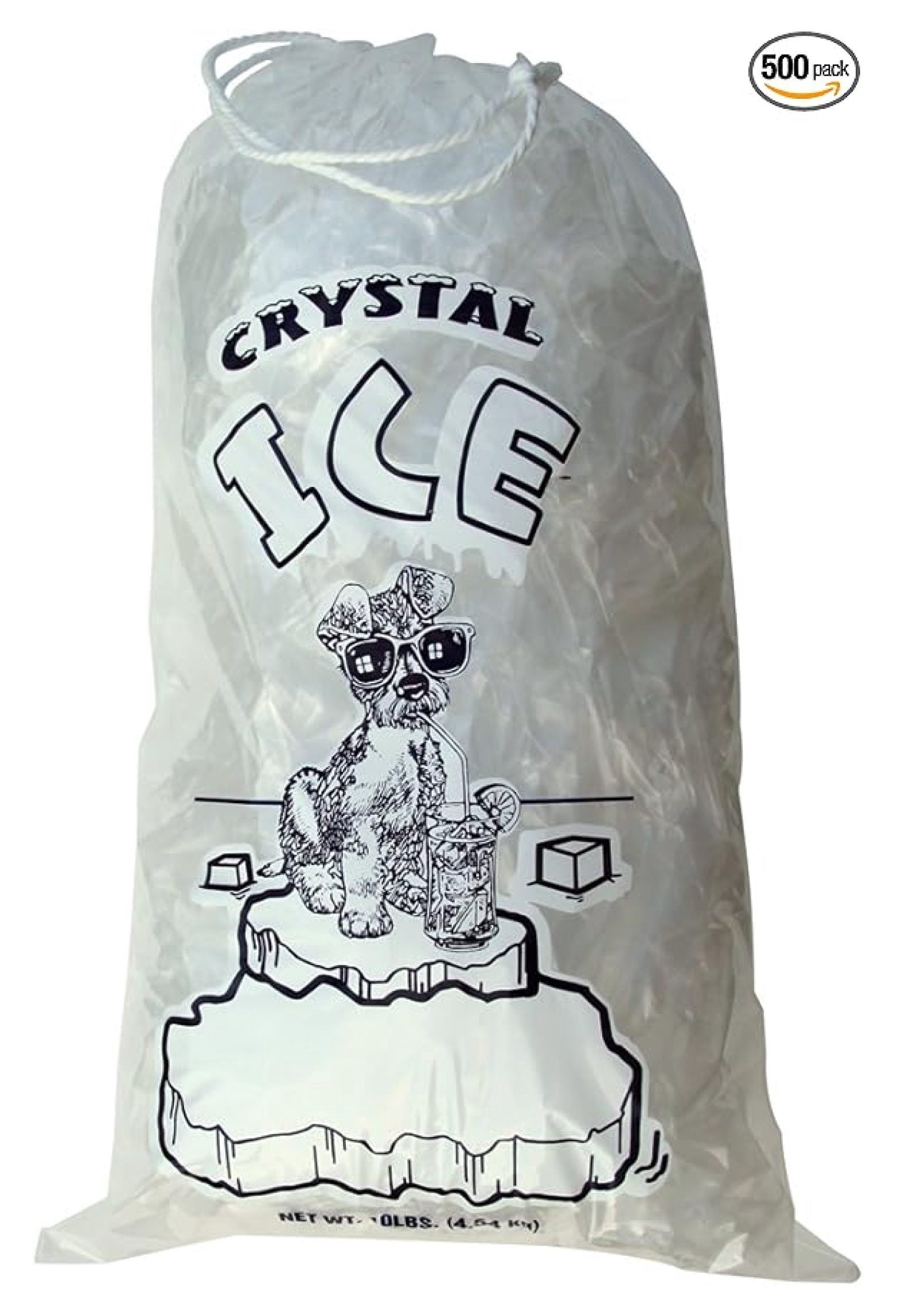8 lb Ice Bags with Drawstrings 11 in x 18 in x 1.4 mil Case:500 Heavy ...