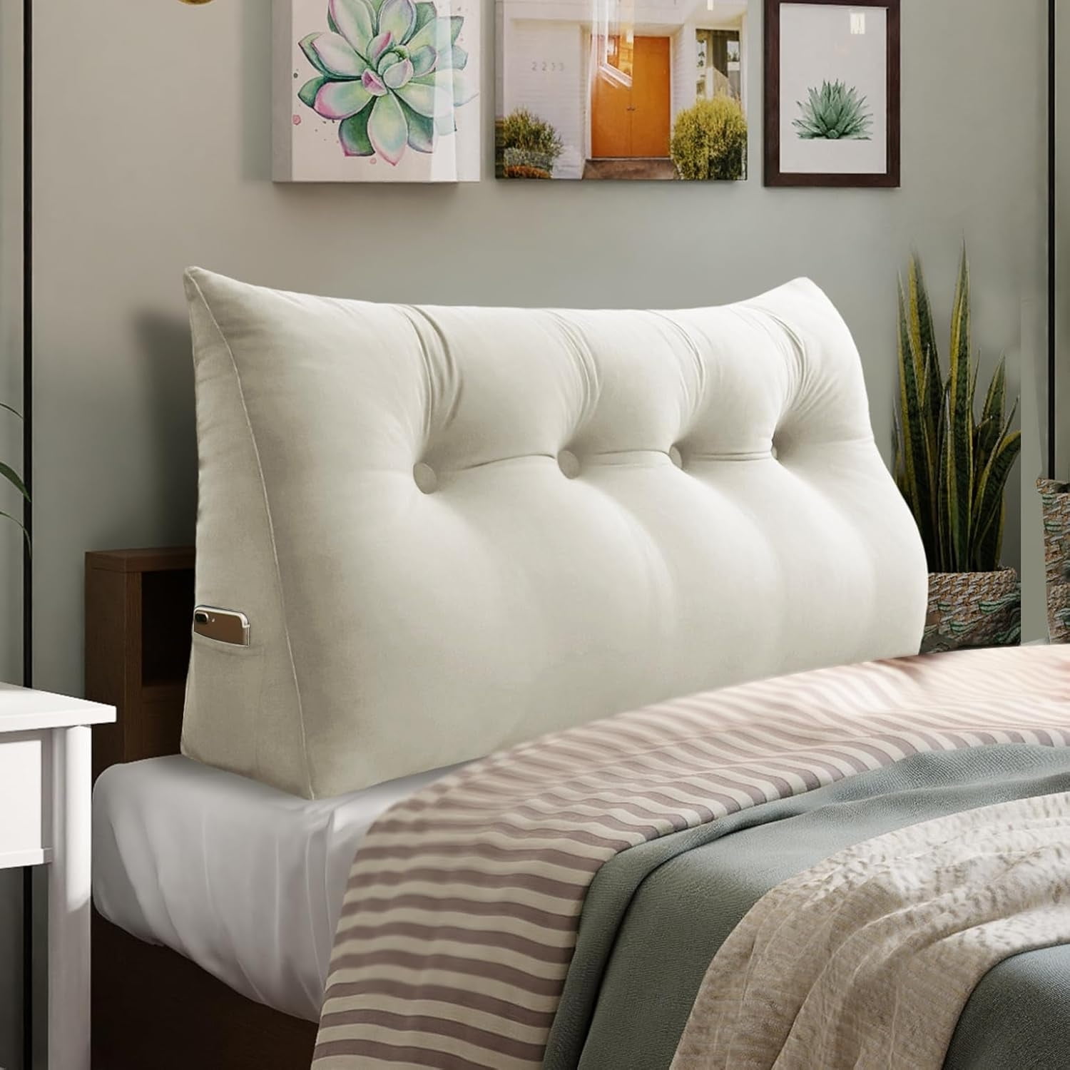 8 lbs Thickened Twin Wedge Pillow Headboard College Dorm Bed Velvet