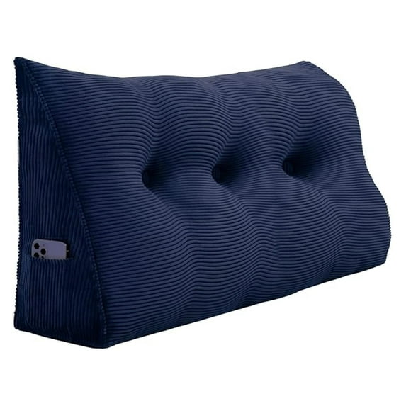 8 lbs Thickened Twin Wedge Pillow Headboard, Dorm Bed Pillow, Bed Bolster Pillow for Sitting in Bed, Dorm Bedding for Girls & Boys, Cordury Blue