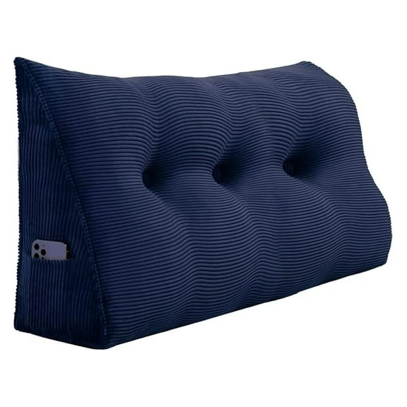 8 lbs Thickened Twin Wedge Pillow Headboard, Dorm Bed Pillow, Bed Bolster Pillow for Sitting in Bed, Dorm Bedding for Girls & Boys, Cordury Blue