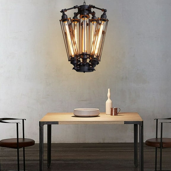 8-light Retro Chandelier Industrial Ceiling Light Dining Room Loft Pendant Lamp Retro Chandelier Steampunk Pendant Hanging Lamp Fixture Vintage Industrial Classic Chandelier Fluorescent Hanging Lamp