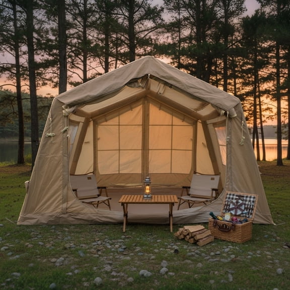 8 m Inflatable Tents for Camping, Blow Up Tent with Hand Pump, Easy Setup InflatableTent 4 Season Tent, Waterproof Oxford Air Glamping Tents for Camping Adult 4/6/8 Person