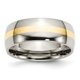 thumbnail image 1 of 8 mm 14K Yellow Gold Stainless Steel Inlay Polished Band - Size 8, 1 of 1