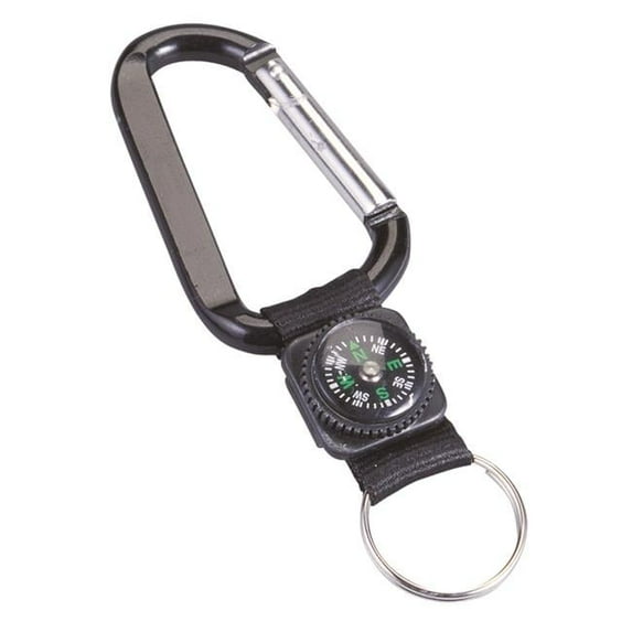8 mm Carabineer with Decorative Compass - Black