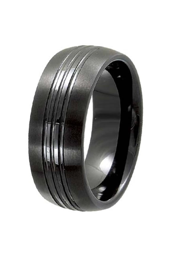 8 mm Ceramic Band Ring, Black - Size 10