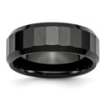 thumbnail image 1 of 8 mm Ceramic Black Faceted Beveled Edge Polished Band, Size 6, 1 of 1
