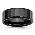 thumbnail image 1 of 8 mm Ceramic Black Faceted Polished Beveled Edge Band, Size 11, 1 of 1