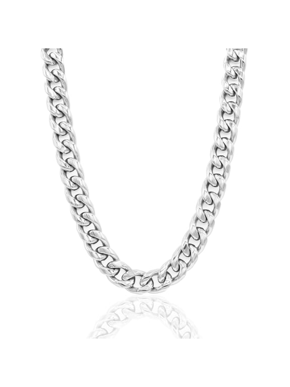 8 mm Cuban Link Chain Necklace 18" Stainless Steel Jewelry for Men