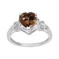 thumbnail image 1 of 8 mm Heart Shape Smoky Quartz 925 Sterling Silver Women Valentines Day Gifts Love Ring, 1 of 2
