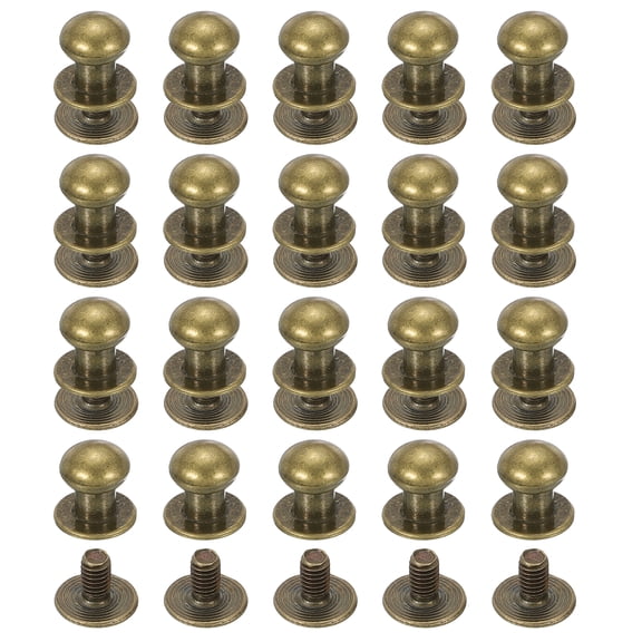 8 mm Leather Rivets, 20 Sets Ball Head Stud Screw Back Round Head Button Chicago Screw, Bronze Tone