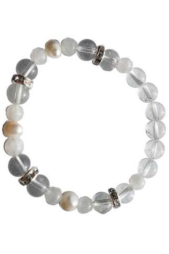 8 mm Quartz & Rainbow Moonstone Pearl