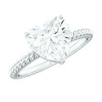 Rosec Jewels Moissanite Heart Shape Engagement Ring 2 Carat - Solitaire Ring for Women - D-VS1 Quality Certified, 925 Sterling Silver, US 4.00