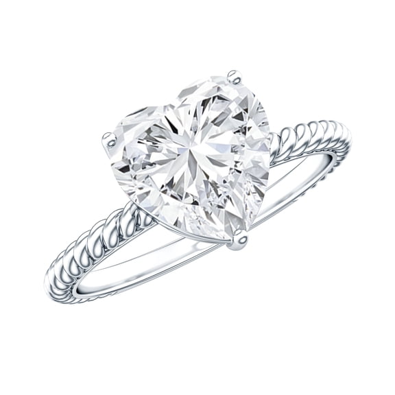 Rosec Jewels Moissanite Heart Shape Engagement Ring 2 Carat - Solitaire Ring for Women - D-VS1 Quality Certified, 925 Sterling Silver, US 4.00