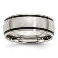 thumbnail image 1 of 8 mm Stainless Steel Black Rubber Brushed Band - Size 7.5, 1 of 1