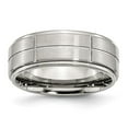 thumbnail image 1 of 8 mm Stainless Steel Grooved Brushed & Polished Ridged Edge Band - Size 6.5, 1 of 1