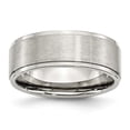 thumbnail image 1 of 8 mm Stainless Steel Ridged Edge Brushed & Polished Band - Size 12, 1 of 1