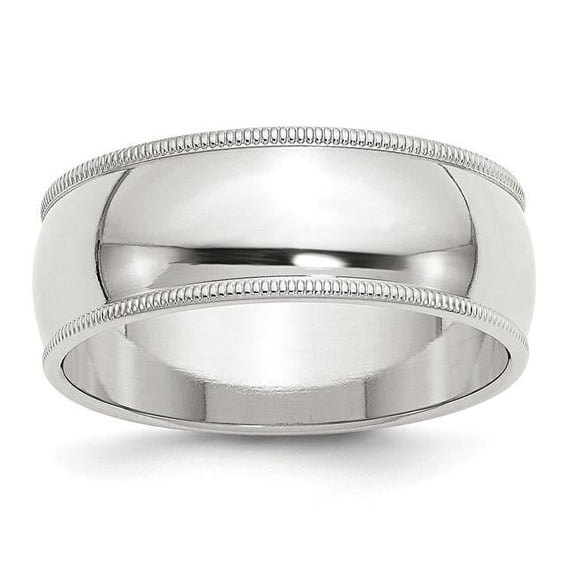 8 mm Sterling Silver Half Round Milgrain Band, Size 8