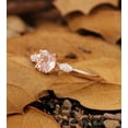 thumbnail image 1 of 8 mm Three Stone Round Morganite Engagement Ring - Vintage Silver Rose Gold Promise Ring - Marquise Bridal Wedding Ring, 1 of 4