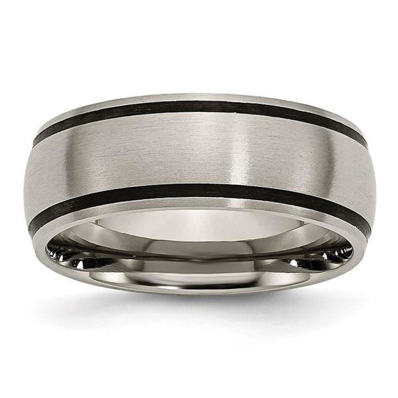 8 mm Titanium Black Rubber Brushed Band, Size 13