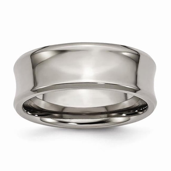 8 mm Titanium Concave Polished & Beveled Edge Band - Size 12