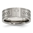 thumbnail image 1 of 8 mm Titanium Cross Design Flat Brushed Band, Size 9, 1 of 1