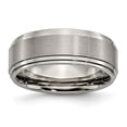 thumbnail image 1 of 8 mm Titanium Double Step Ridged Edge Satin & Polished Band, Size 11.5, 1 of 1