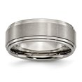 thumbnail image 1 of 8 mm Titanium Double Step Ridged Edge Satin & Polished Band, Size 9.5, 1 of 1
