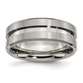 thumbnail image 1 of 8 mm Titanium Grooved Brushed & Polished Band, Size 12.5, 1 of 1