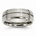 thumbnail image 1 of 8 mm Titanium Grooved Ridged Edge Brushed & Polished Band, Size 12.5, 1 of 1