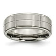 thumbnail image 1 of 8 mm Titanium Grooved Ridged Edge Satin & Polished Band, Size 6, 1 of 1