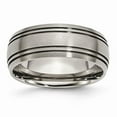 thumbnail image 1 of 8 mm Titanium Grooved Satin Band, Polished & Brushed - Size 9.5, 1 of 1