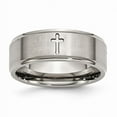 thumbnail image 1 of 8 mm Titanium Ridged Edge Cross Brushed & Polished Band - Size 12.5, 1 of 1