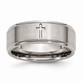 thumbnail image 1 of 8 mm Titanium Ridged Edge Cross Brushed & Polished Band - Size 6, 1 of 1