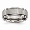 thumbnail image 1 of 8 mm Titanium Ridged Edge Satin & Polished Band - Size 10.5, 1 of 1