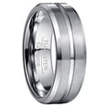 thumbnail image 1 of 8 mm Wide Steel Matte Surface Middle Groove Bevel Men's Tungsten Steel Ring, 1 of 4
