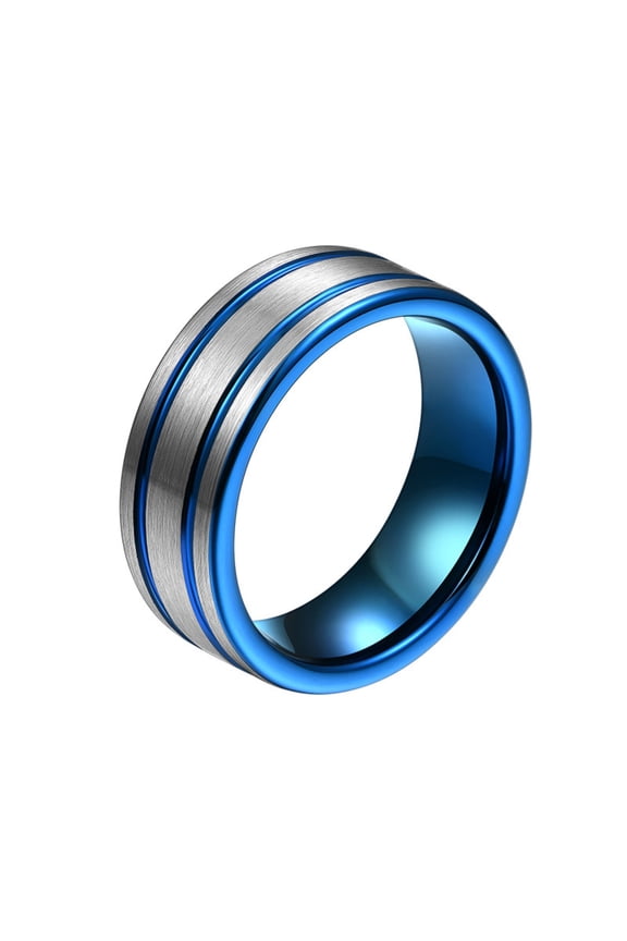 8 mm Wide Tungsten Gold Ring Inner Hole Blue Ring Hand Jewelry Tungsten Steel