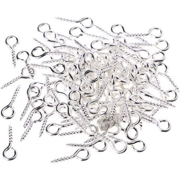 8 mm by Hoop 4 mm Silver Eye Screw Hooks Stainless Steel Eye Lags for Resin, Jewelry, Bead and Plastic, 100 Pieces