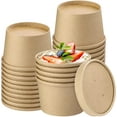 thumbnail image 1 of 8 oz 25 pack Paper Soup Cup Disposable, Paper Food Containers with Lids, Kraft Ice Cream Container for Soups, Stews, Ice Creams, Sorbet and Salads, 1 of 2