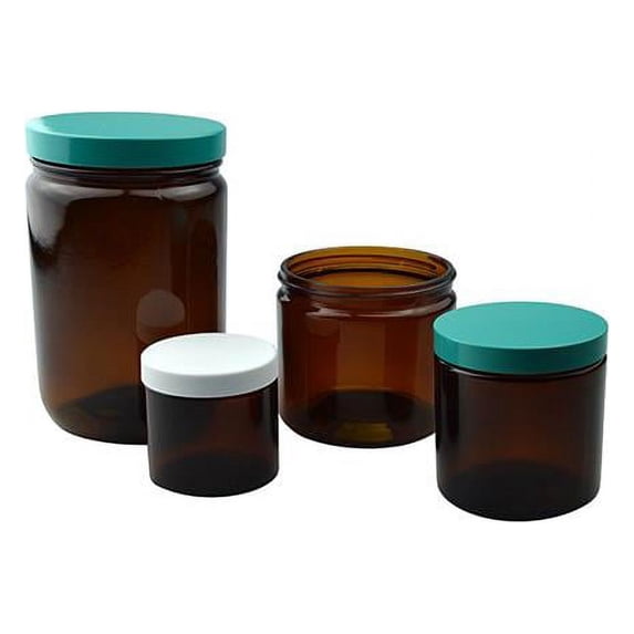 8 oz Amber Glass Straight Sided Round Jar with 70-400 Neck Finish - Pack of 12