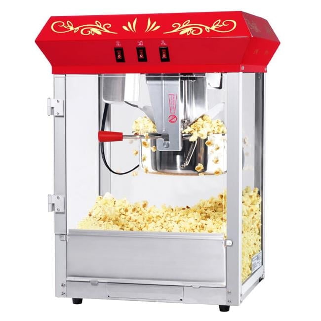 Vintage Red Stainless Steel Countertop Popcorn Machine